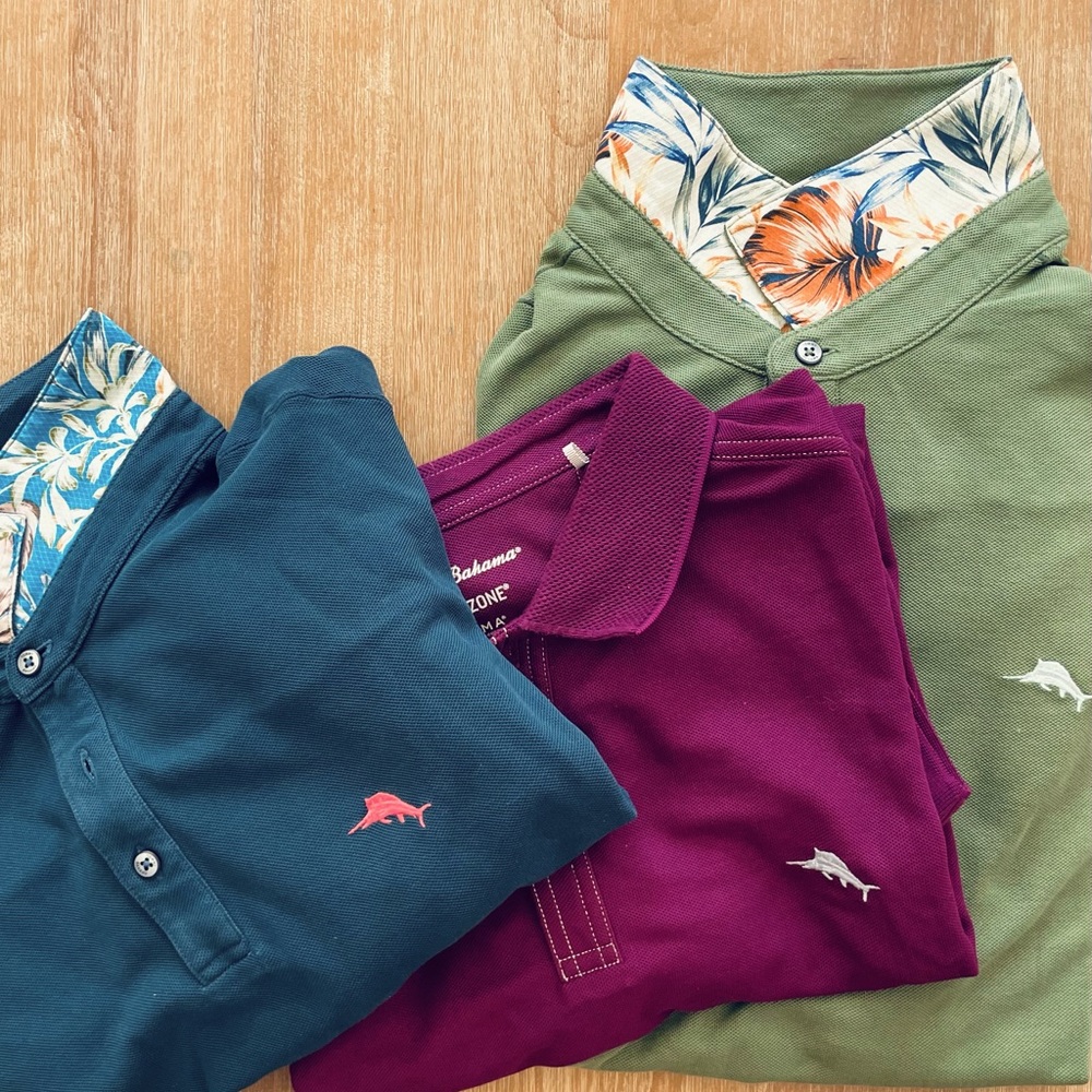 Tommy Bahama polos! Worn once before weight loss. Supima cotton in XL